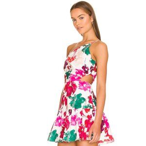 Milly One Shoulder Brinlee Watercolor Silhouette Cutout Dress